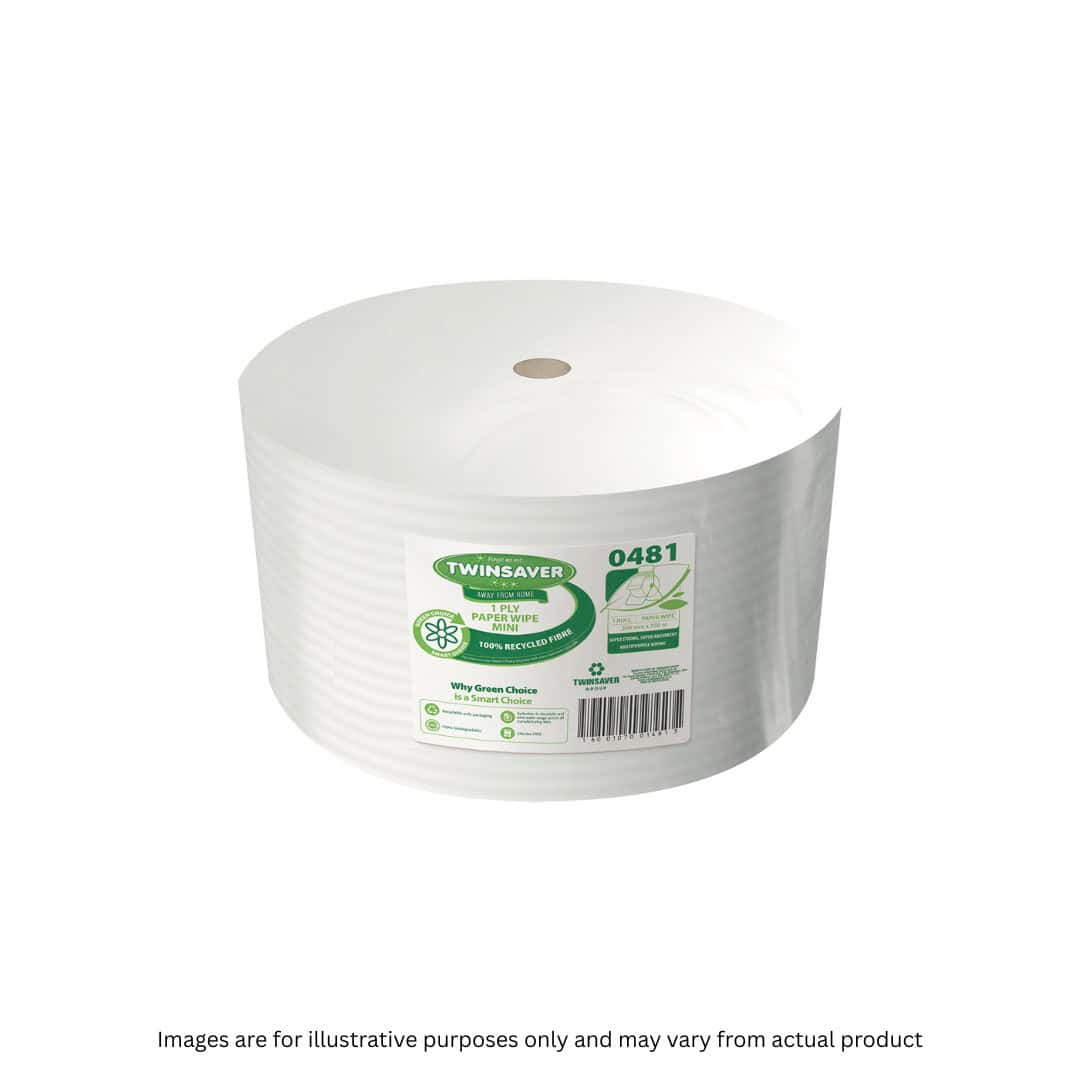 TWINSAVER | 1 PLY WIPER ROLL MINI 200MM X 750M | ITEM CODE: 481