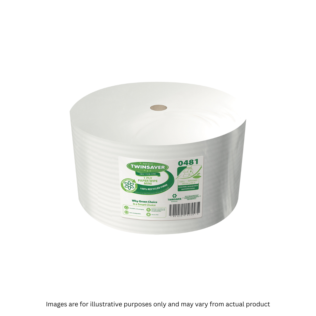 TWINSAVER | 1 PLY WIPER ROLL MINI 200MM X 750M (25B) | ITEM CODE: 481-2025