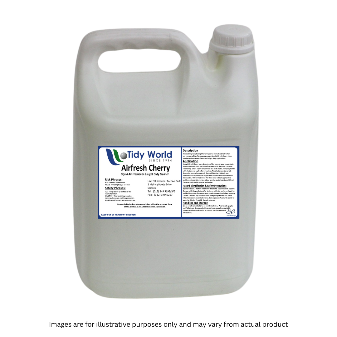 TIDY AIR CHERRY | LIQUID AIR FRESHNER & LIGHT DUTY CLEANER-5L-2025