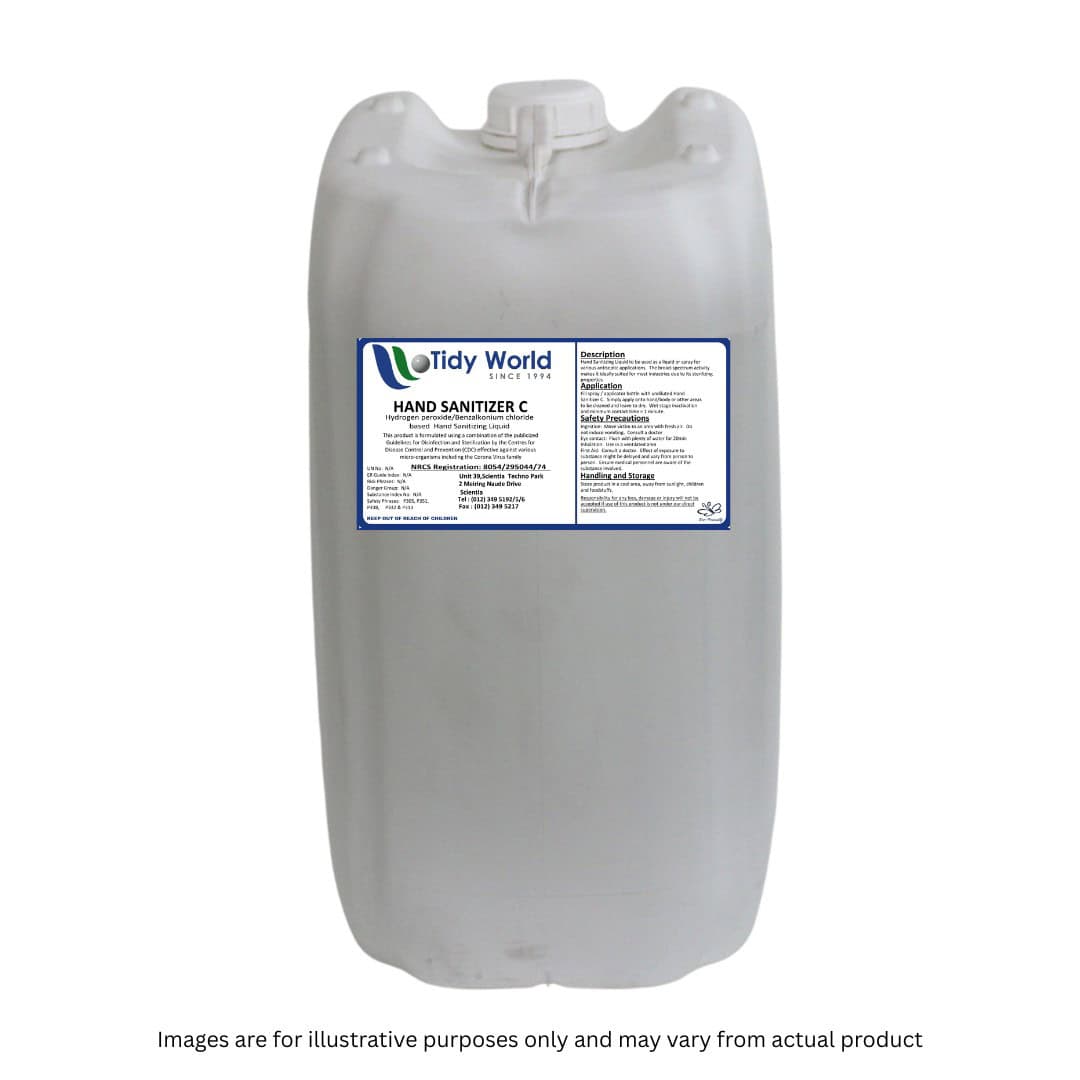 TIDY HAND SANITIZER C | HYDROGEN PEROXIDE BASED HAND SANITIZING LIQUID HYDROGEN-25L