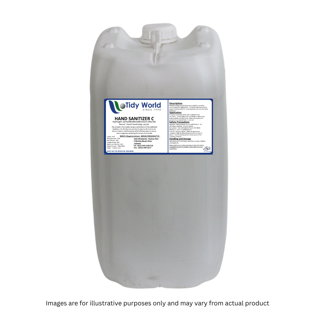 TIDY HAND SANITIZER C | HYDROGEN PEROXIDE BASED HAND SANITIZING LIQUID HYDROGEN-25L-2025