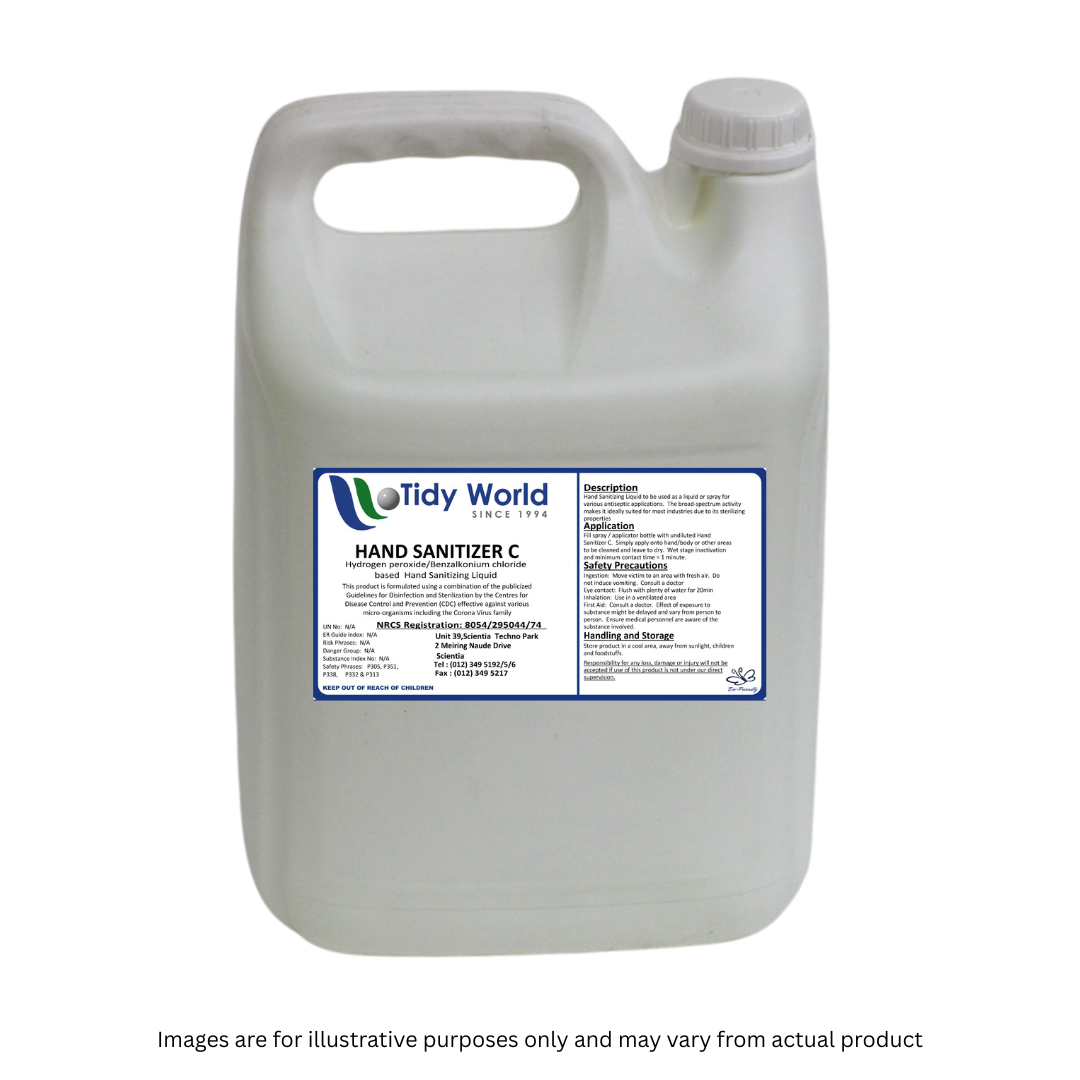 TIDY HAND SANITIZER C | HYDROGEN PEROXIDE BASED HAND SANITIZING LIQUID HYDROGEN-5L-2025