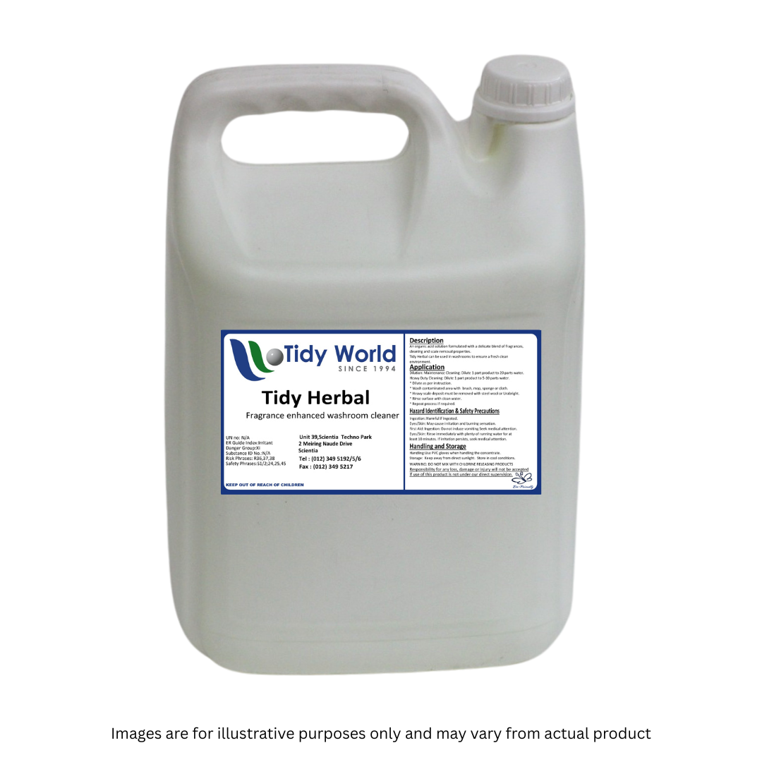 TIDY HERBAL | FRAGRANCE ENHANCED WASHROOM CLEANER-5L-2025