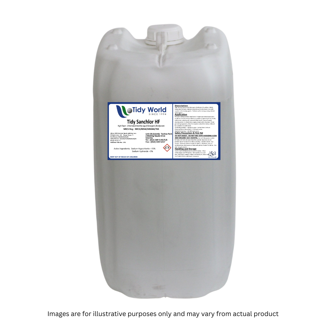 TIDY SANCHLOR HF | CHLORINATED ALKALINE DETERGENT OR DISINFECTANT-25L-2025