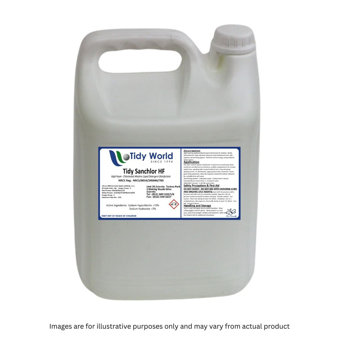 TIDY SANCHLOR HF | CHLORINATED ALKALINE DETERGENT OR DISINFECTANT-5L